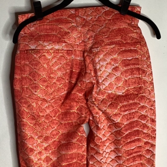 R.V.T. Snakeskin Orange Print Stretch/Spandex Jeans in Size 11/12 - Picture 9 of 14
